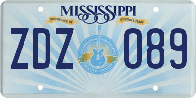 MS license plate ZDZ089