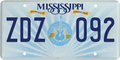 MS license plate ZDZ092