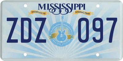 MS license plate ZDZ097