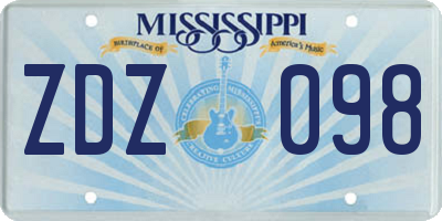 MS license plate ZDZ098