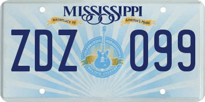 MS license plate ZDZ099