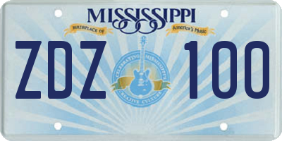 MS license plate ZDZ100