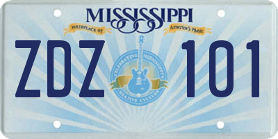 MS license plate ZDZ101