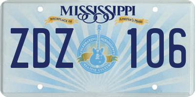 MS license plate ZDZ106