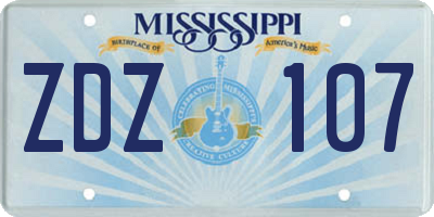 MS license plate ZDZ107