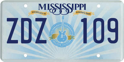 MS license plate ZDZ109