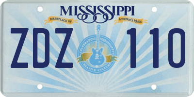 MS license plate ZDZ110