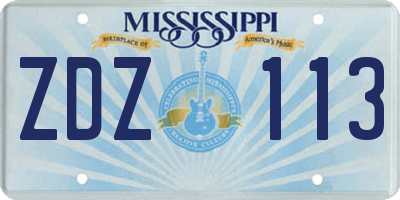 MS license plate ZDZ113