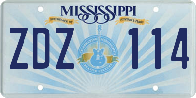MS license plate ZDZ114
