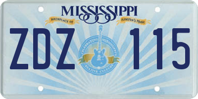 MS license plate ZDZ115