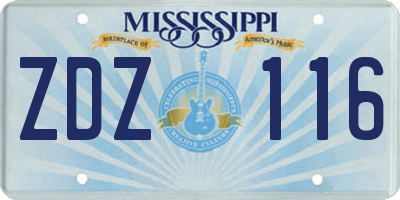 MS license plate ZDZ116