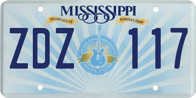 MS license plate ZDZ117