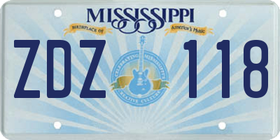 MS license plate ZDZ118