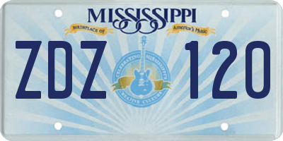 MS license plate ZDZ120