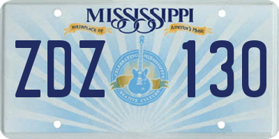 MS license plate ZDZ130