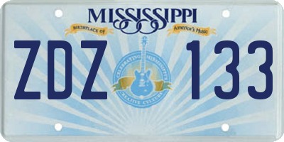 MS license plate ZDZ133