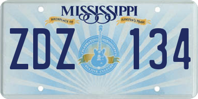 MS license plate ZDZ134