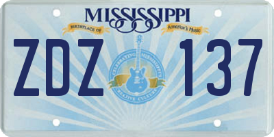 MS license plate ZDZ137