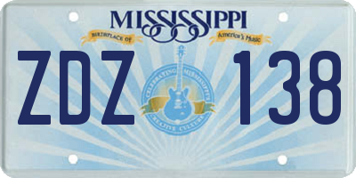 MS license plate ZDZ138