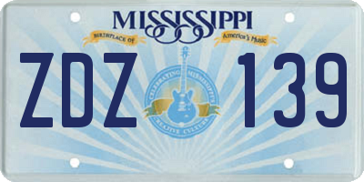 MS license plate ZDZ139