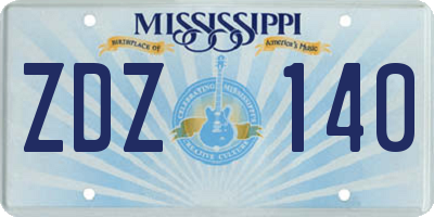 MS license plate ZDZ140