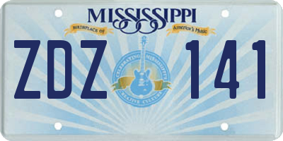 MS license plate ZDZ141