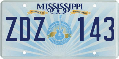 MS license plate ZDZ143