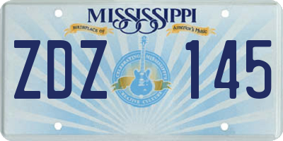MS license plate ZDZ145