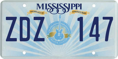 MS license plate ZDZ147