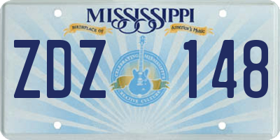 MS license plate ZDZ148
