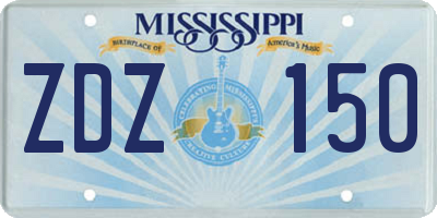 MS license plate ZDZ150