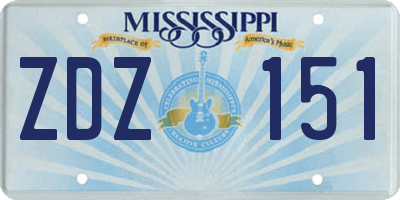 MS license plate ZDZ151