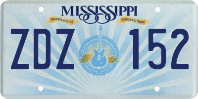 MS license plate ZDZ152