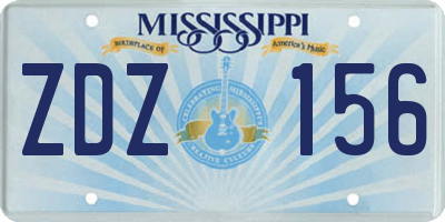MS license plate ZDZ156