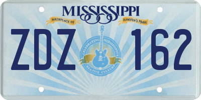 MS license plate ZDZ162