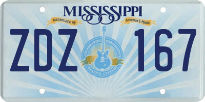 MS license plate ZDZ167