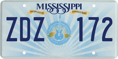 MS license plate ZDZ172