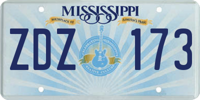 MS license plate ZDZ173