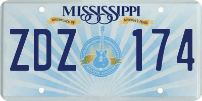 MS license plate ZDZ174