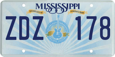 MS license plate ZDZ178