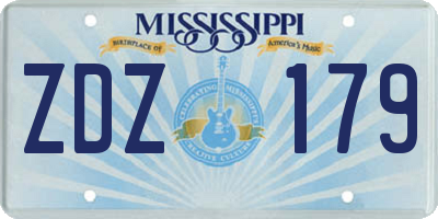 MS license plate ZDZ179