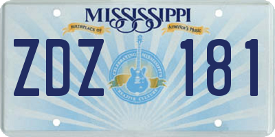 MS license plate ZDZ181
