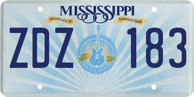 MS license plate ZDZ183