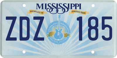 MS license plate ZDZ185