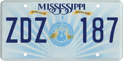 MS license plate ZDZ187