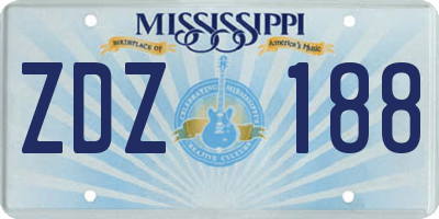 MS license plate ZDZ188