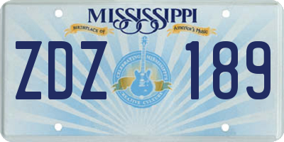 MS license plate ZDZ189