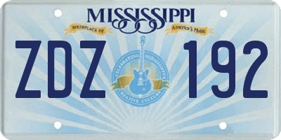 MS license plate ZDZ192