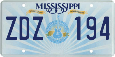 MS license plate ZDZ194