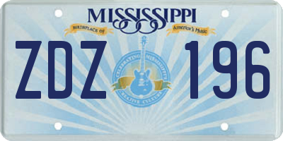 MS license plate ZDZ196